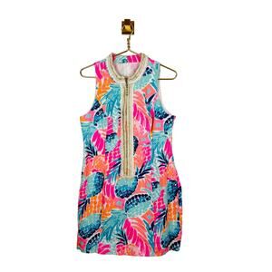 Lilly Pulitzer Alexa Shift Dress Multi Goombay Smashed Sleeveless Pineapple 14